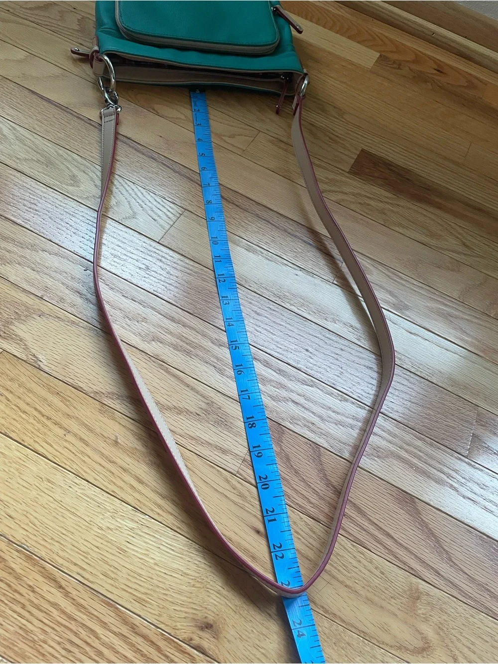 Tignanello Teal and Beige Leather Crossbody Bag